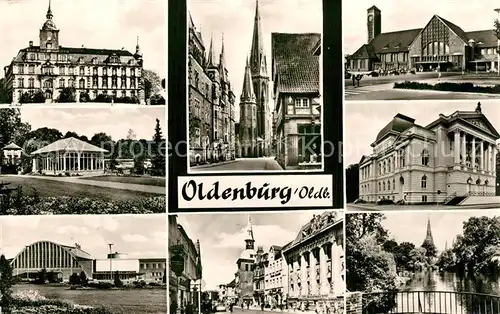 AK / Ansichtskarte Oldenburg_Niedersachsen Schloss Kirche Bahnhof Park Innenstadt Partie am Wasser Oldenburg Niedersachsen