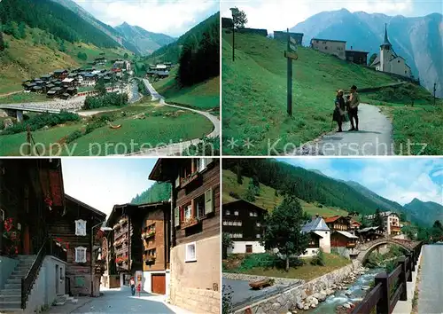 AK / Ansichtskarte Binn Talblick Alpen Dorfmotiv Kirche Partie am Bach Binn