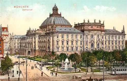 AK / Ansichtskarte Muenchen Justizpalast Strassenbahn  Muenchen