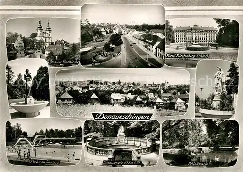 AK / Ansichtskarte Donaueschingen Fuerstenberg Schloss Donauquelle Parkschwimmbad Donaueschingen