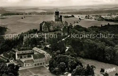 AK / Ansichtskarte Schaumburg_Diez Schloss Schaumburg mit Hotel Waldecker Hof Fliegeraufnahme Schaumburg Diez