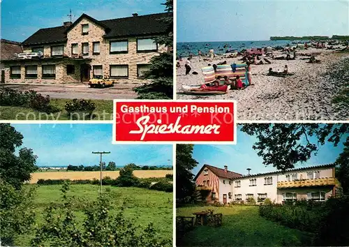 AK / Ansichtskarte Hasselberg_Ostsee Gasthaus Pension Spieskamer Landschaftspanorama Badestrand Hasselberg_Ostsee