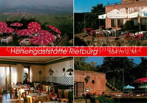 AK / Ansichtskarte Rhodt_Rietburg Hoehengaststaette Rietburg Restaurant Terrasse Fernsicht Rhodt Rietburg