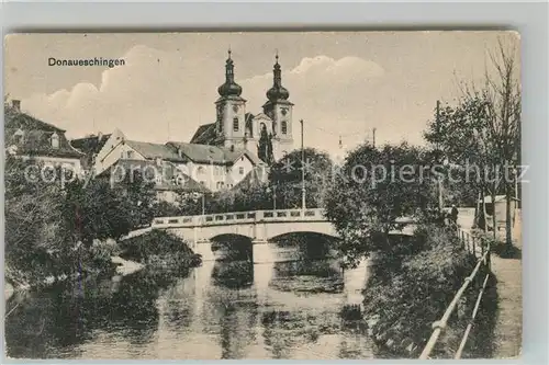 AK / Ansichtskarte Donaueschingen Bruecken  und Kirchenpartie Donaueschingen