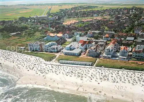 AK / Ansichtskarte Wangerooge_Nordseebad Fliegeraufnahme Caritas Gaestehaus Germania Wangerooge_Nordseebad