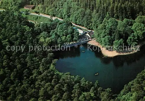 AK / Ansichtskarte Weidenthal_Pfalz Forellenhaus Isenach Cafe Restaurant Waldsee Pfaelzer Wald Fliegeraufnahme Weidenthal Pfalz