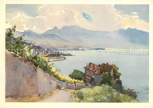 AK / Ansichtskarte St_Saphorin_Lavaux Chateau de Glerolles Lac Leman Kuenstlerkarte
 St_Saphorin_Lavaux