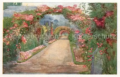 AK / Ansichtskarte Karlsruhe_Baden Stadtgarten Aquarell Wilhelm Volz Karlsruhe_Baden