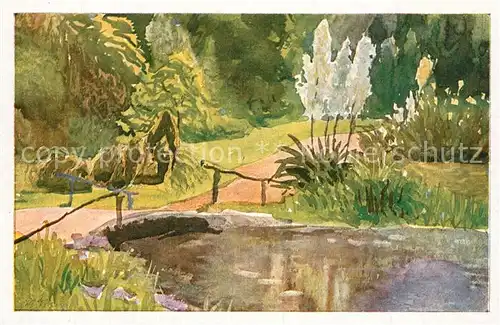 AK / Ansichtskarte Karlsruhe_Baden Stadtgarten Aquarell Wilhelm Volz Karlsruhe_Baden