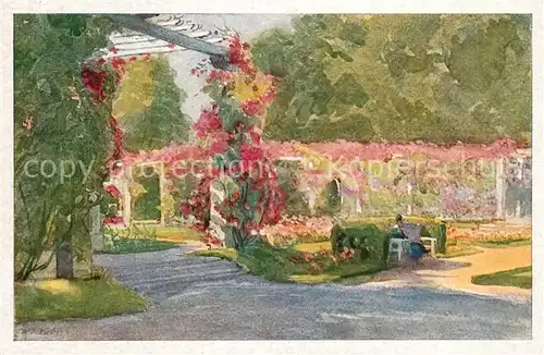 AK / Ansichtskarte Karlsruhe_Baden Stadtgarten Aquarell Wilhelm Volz Karlsruhe_Baden