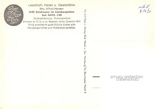 AK / Ansichtskarte Salzhausen_Lueneburger_Heide Josthof Hotel Gaststaette Salzhausen_Lueneburger