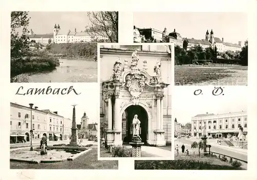 AK / Ansichtskarte Lambach_Oberoesterreich Kloster Hauptplatz Portal Lambach_Oberoesterreich