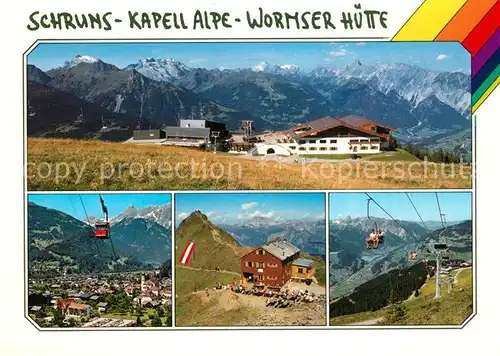 AK / Ansichtskarte Schruns_Vorarlberg Kapell Alpe Wormser Huette Bergbahn Sessellift Alpenpanorama Schruns Vorarlberg