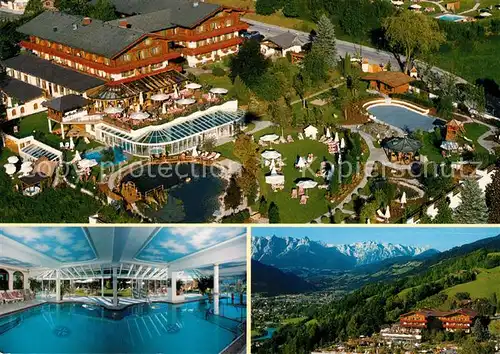 AK / Ansichtskarte Sankt_Johann_Pongau Hotel Oberforsthof Hallenbad Alpenpanorama Fliegeraufnahme Sankt_Johann_Pongau