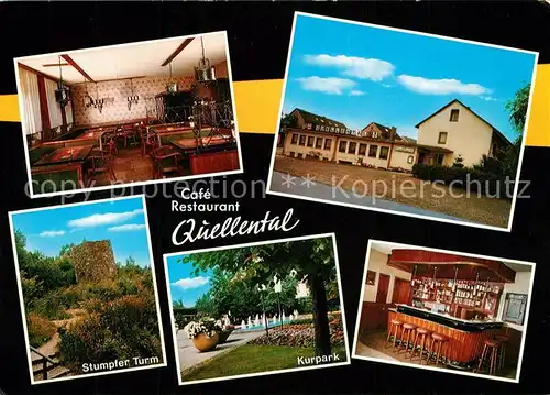 AK / Ansichtskarte Bad_Salzuflen Cafe Restaurant Quellental Gastraum Stumpfer Turm Kurpark Bar Bad_Salzuflen