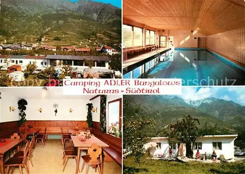 AK / Ansichtskarte Naturns_Merano Camping Adler Bungalows Hallenbad Alpen Naturns Merano