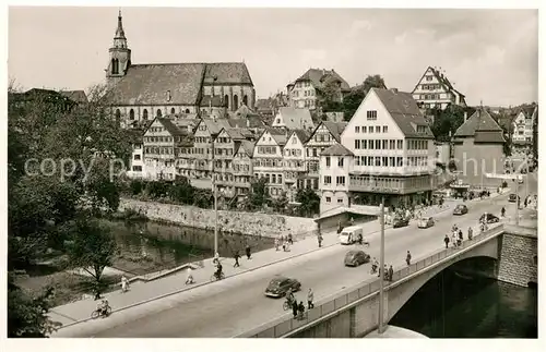 AK / Ansichtskarte Tuebingen Eberhardsbruecke mit Blick zur Stiftskirche Universitaetsstadt Tuebingen