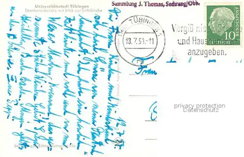 AK / Ansichtskarte Tuebingen Eberhardsbruecke mit Blick zur Stiftskirche Universitaetsstadt Tuebingen
