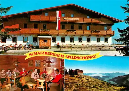 AK / Ansichtskarte Thierbach_Wildschoenau Gasthof Schatzbergalm Gaststube Panorama Thierbach Wildschoenau