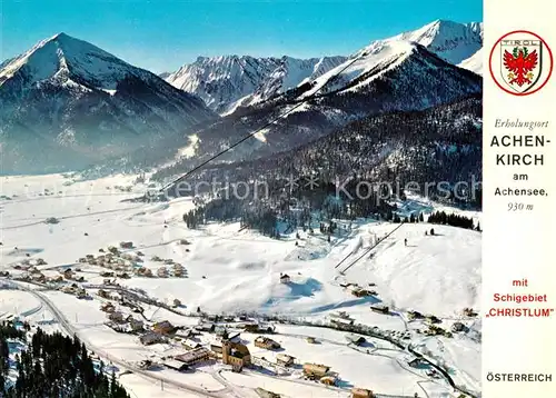 AK / Ansichtskarte Achenkirch mit Schigebiet Christlum Fliegeraufnahme Achenkirch