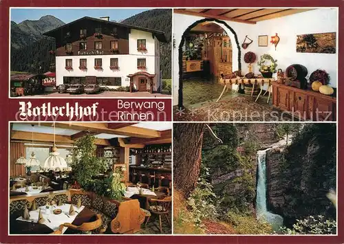 AK / Ansichtskarte Rinnen_Tirol Gasthof Sportpension Rotlechhof Restaurant Wasserfall Rinnen Tirol