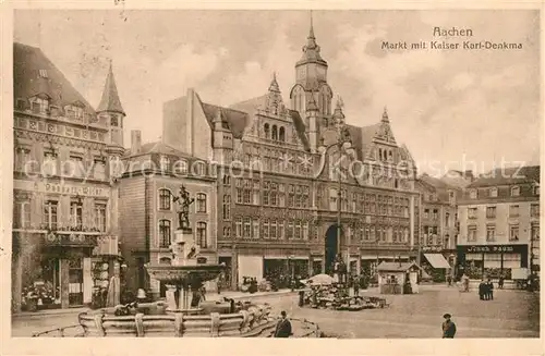 AK / Ansichtskarte Aachen Markt Kaiser Karl Denkmal Aachen