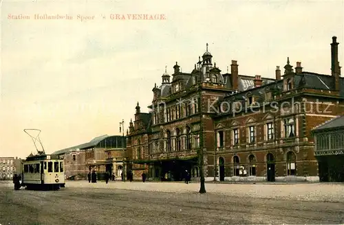 AK / Ansichtskarte s Gravenhage Station Hollandsche Spoor Tram s Gravenhage