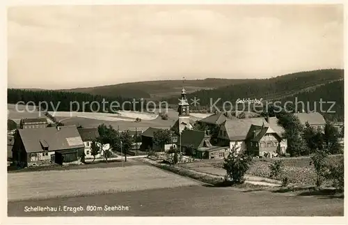 AK / Ansichtskarte Schellerhau Ortsansicht mit Kirche Gebirgshof Schellerhau