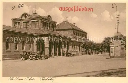 AK / Ansichtskarte Kehl_Rhein Bahnhof Zensur Stempel ausgeschieden Kehl_Rhein