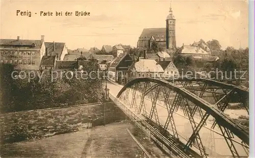 AK / Ansichtskarte Penig Partie bei der Bruecke Blick zur Kirche Penig