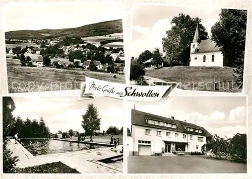 AK / Ansichtskarte Schwollen Panorama Kirche Freibad  Schwollen