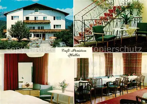 AK / Ansichtskarte Bad_Goisern_Salzkammergut Garten Cafe Pension Heller Gastraeume Treppe Bad_Goisern_Salzkammergut