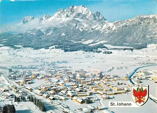 AK / Ansichtskarte St_Johann_Tirol Fliegeraufnahme mit Kaisergebirge St_Johann_Tirol