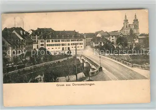 AK / Ansichtskarte Donaueschingen Donaubruecke Blick zur Kirche Donaueschingen