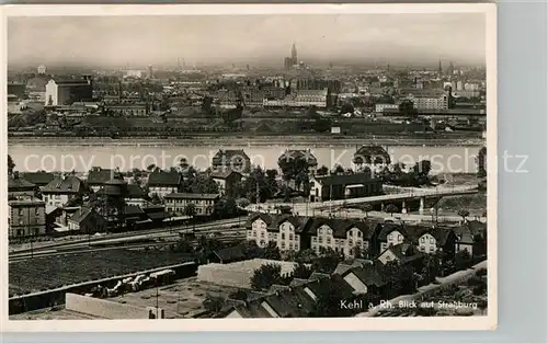 AK / Ansichtskarte Kehl_Rhein Panorama Blick auf Strassburg Kehl_Rhein