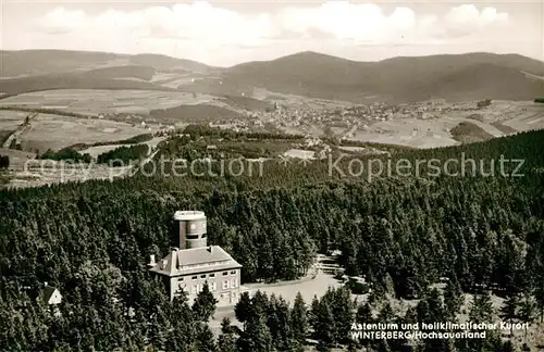 AK / Ansichtskarte Winterberg_Hochsauerland Gaststaette Astenturm Landschaftspanorama Fliegeraufnahme Winterberg_Hochsauerland