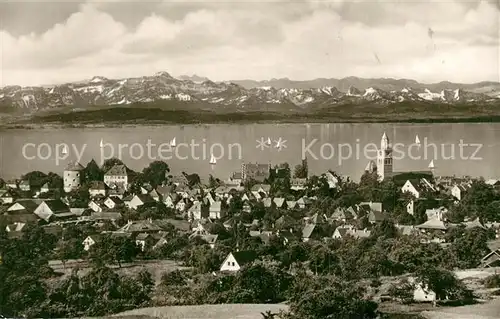 AK / Ansichtskarte ueberlingen_Bodensee mit Schweizer Alpen ueberlingen Bodensee