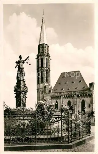 AK / Ansichtskarte Frankfurt_Main Gerechtigkeitsbrunnen und Nikolaikirche Frankfurt Main