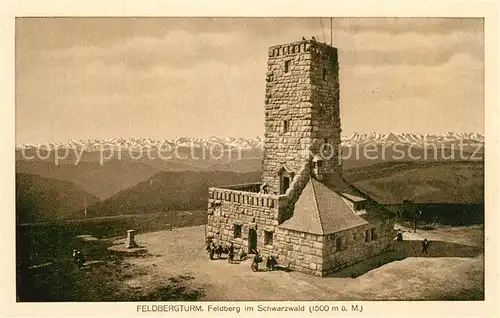 AK / Ansichtskarte Feldberg_Schwarzwald Feldbergturm Fernsicht Alpenkette Feldberg Schwarzwald