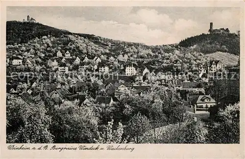 AK / Ansichtskarte Weinheim_Bergstrasse Burgruine Windeck Wachenburg Weinheim_Bergstrasse