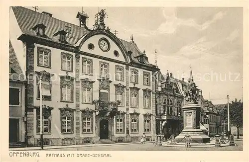 AK / Ansichtskarte Offenburg Rathaus Drake Denkmal Offenburg