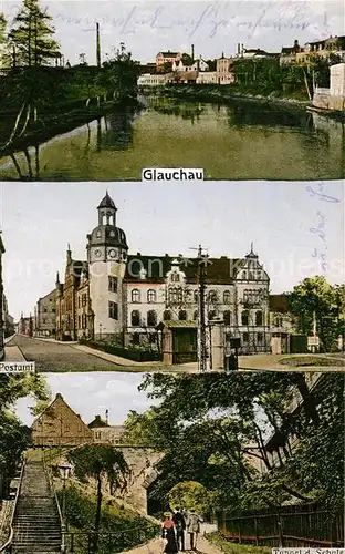 AK / Ansichtskarte Glauchau Postamt Tunnel Schule Glauchau