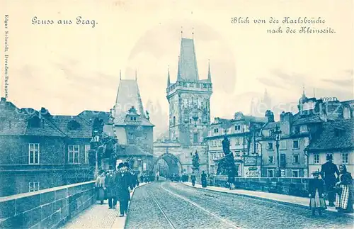 AK / Ansichtskarte Prag_Prahy_Prague Karlsbruecke mit Kleinseite Prag_Prahy_Prague