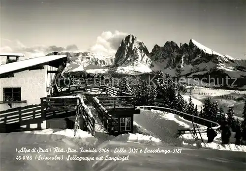 AK / Ansichtskarte Seiser_Alm mit Sellagruppe und Langkofel Seiser_Alm