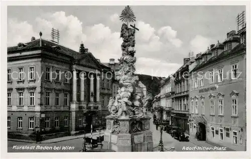 AK / Ansichtskarte Baden_Wien Platz Dreifaltigkeitssaeule Baden_Wien