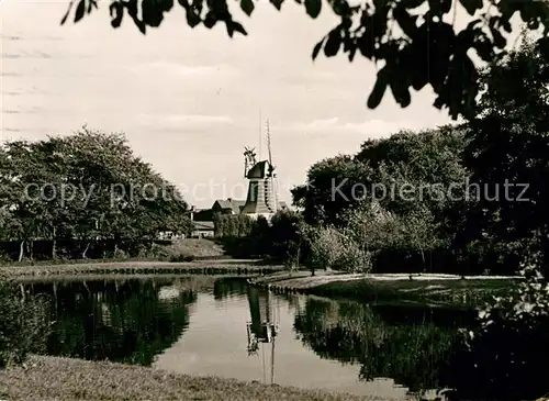 AK / Ansichtskarte Norderney_Nordseebad Windmuehle Teich Norderney_Nordseebad