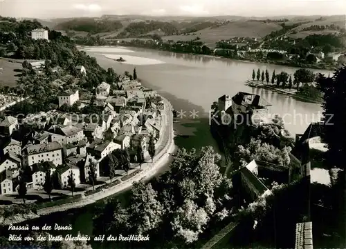 AK / Ansichtskarte Passau Blick von der Veste Oberhaus auf das Dreifluesse Eck Passau