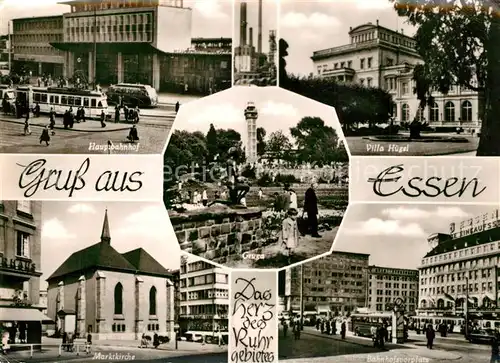 AK / Ansichtskarte Essen_Ruhr Hauptbahnhof Villa Huegel Marktkirche Bahnhofsvorplatz Grugapark Essen_Ruhr