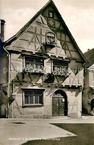 AK / Ansichtskarte Marbach_Neckar Schillers Geburtshaus Fachwerk Historisches Gebaeude Marbach Neckar