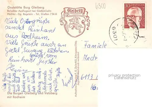 AK / Ansichtskarte Giessen_Lahn Gasthaus Burg Gleiberg Giessen_Lahn